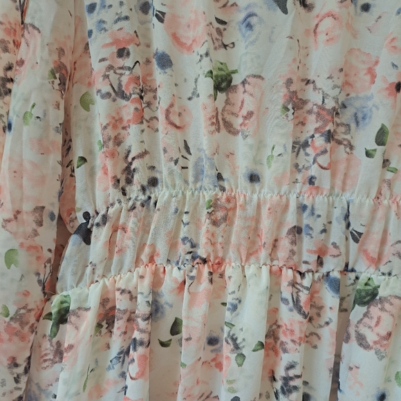 PLUS SIZE FLORAL PRINT FLOUNCE SLEEVE RUFFLE DRESS NWOT SIZE 4X - Picture 12 of 15